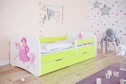 Lit babydreams 2 Vert Princesse sur Cheval tiroir et Matelas Inclus 160/80