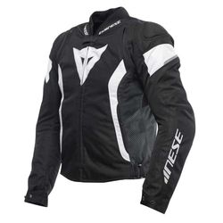 Dainese - Avro 5 Tex Jacket, Fabric Motorcycle Jacket with Shoulder Protectors, Men, Black/White/Black, 50