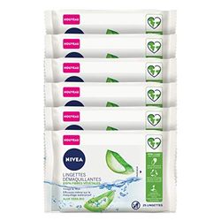 NIVEA Aloe Vera 100% fibre vegetali (6 x 25 pezzi), struccante viso per tutti i tipi di pelle, salviette detergenti biodegradabili – 150 pezzi