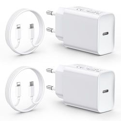 2-Pack Caricatore for iPhone 14/14 Pro/14 Pro Max/14 Plus 13 12 11 SE XR X XS 8 7, iPad Air Mini, AirPods, 30 W USB C Carregatore Rapido con 2M Cavo USBC Rapida Testa Ricarica Rapida Charger