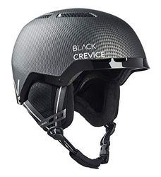 BLACK CREVICE Casque de ski Chamonix I Casque de ski avec visière Style pilote en différentes couleurs I Hommes & femmes I Casque de snowboard unisexe I Respirant I Taille réglable (S, Carbone Noir Mat / Blanc)