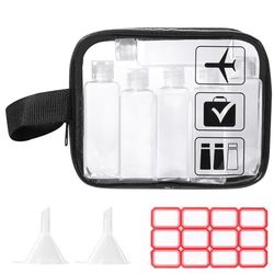 Diboniur Travel Bottle – 10 Piece Travel Kit - 100 ml Travel Bottle with 2 Small Funnels, Travel Accessories for Shampoo, Cream, Liquidi, Lotion