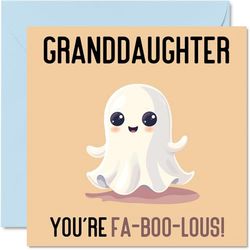 Verjaardagskaarten voor kleindochter - Fa-Boo-Lous - Grappige gelukkige verjaardagskaart voor kleindochter van grootouders, kleindochter verjaardagscadeaus, 145 mm x 145 mm Joke Bday wenskaarten voor