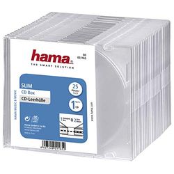 Hama CD Slim Box, 25 peças./pack 1 discos transparente - Capas para discos óticos (25 peças./pacote, 1 discos, transparente, de plástico)