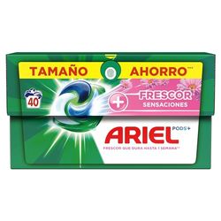 Ariel All-in-One Detergente Lavadora Liquido en Capsulas/Pastillas, 40 Lavados, Jabon Limpieza Profunda, Mas Frescor Sensaciones