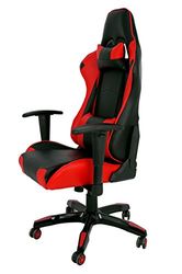 La Chaise Spaanse kinderstoel met armleuningen, kunstleer, zwart en rood, 51 x 48 x 130 cm