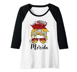 Mujer Mérida Girl, Bandera España España Camiseta Manga Raglan