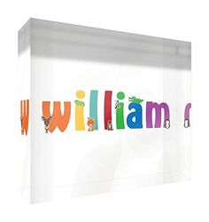 Little helper herinnering deco acryl transparant gepolijst als diamantstijl illustratief bont met de naam de jeune jongens William 10,5 x 15 x 2 cm Grand
