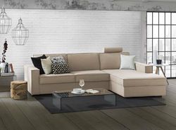 Talamo Italia - Canapé d'angle Nami, Canapé d'angle avec péninsule de rangement droite, Accoudoirs standards, 100% Made in Italy, 280x95h90 cm, Beige