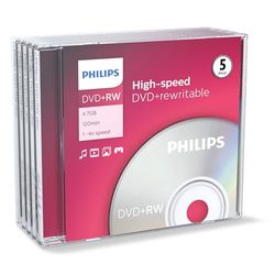 Philips DVD + RW 4,7 GB / 120 Min/4X Jewel Case (5 Disc)