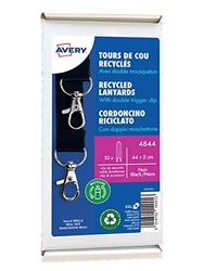 Avery 4844 halsband med dubbel karbinhake 44 cm lång x 2 cm bred, svart, 10 stycken