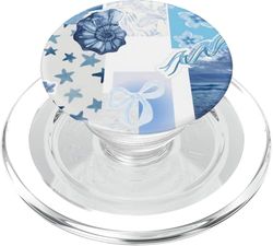 Estética Beachy Blue Shell Star Bow & Flower Summer Preppy PopSockets PopGrip para MagSafe