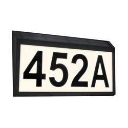 BRILONER - Numero civico solare con sensore crepuscolare, protezione antischizzo, colore della luce bianca calda, lampada esterna, applique da parete, proiettore LED, 28x18x3,5 cm, nero
