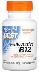 Doctor's Best - Fully Active B12 | Supports Energy Metabolism and Nervous System Health - 1500mcg, 180 vcaps