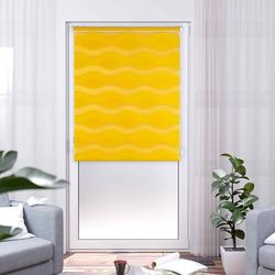 Khome K-Home Klemmfix dubbel rolgordijn golf zonder boren geel 40 cm x 150 cm (B x L), polyester, 40 x 150 cm