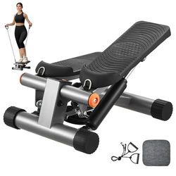 VEVOR Mini-stepper voor thuis, hydraulische fitnessstepper met weerstandsbanden, updown swing stepper met lcd-monitor, 150 kg draagkracht 170-325 mm