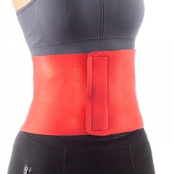 Avilia Sportowy pas wyszczuplający z efektem sauny - pas modelujący unisex i zapięcie na rzep, wyszczuplający i korygujący plecy, poliester i neopren, 20 x 106 x 0,4 cm, czerwony i czarny