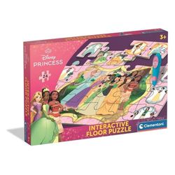 Clementoni Quiz-Vloerpuzzel, Disney Princess, interactieve puzzel met pen, educatief spel voor kinderen vanaf 3 jaar, 24 delen, 62 x 42 cm, 16685