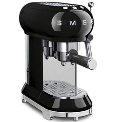 Smeg, Macchina da Caffè Espresso Manuale ECF01BLEU, Cappuccino System, Thermoblock, Alloggiamento Tazze Grandi e Funzione Caffè Doppio, Serbatoio Acqua da 1 L, Dimensioni Compatte, 1350W, Nero