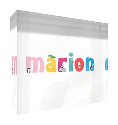 Little Helper Souvenir Décoratif en Acrylique Transparent Poli comme Diamant Style Illustratif Coloré avec le Nom de Jeune Fille Marion 10,5 x 15 x 2 cm Grand