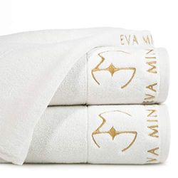 Eurofirany Lot de 3 Serviettes de Toilette en Coton Doux 70 x 140 cm avec Logo Simple Simple Oeko-Tex Crème 70 x 140 cm