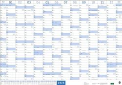 Mega-Posterplaner, blau 2025: Großer Jahresplaner in blau. Wandkalender 2025 zum Eintragen. XXL Büro-Kalender mit Ferienterminen und Feiertagen. 68 x 98 cm