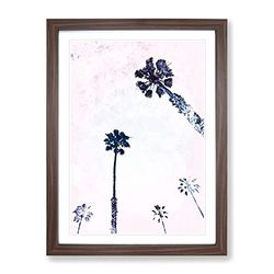 Cluster Of Palm Trees In Abstract Modern Framed Wall Art Print, Ready to Hang Picture for Living Room Bedroom Home Office Décor, Walnut A3 (34 x 46 cm)