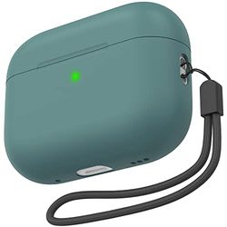 NIUTRENDZ Étui de Protection en Silicone pour AirPods Pro 2ème génération (2022) avec Cordon [LED Avant Visible et Prise en Charge du Chargement sans Fil] (Vert pin pour AirPods Pro 2)