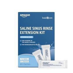 Amazon Basic Care Saline Sinus Rinse Extension Kit, 60 Count (Pack of 1)