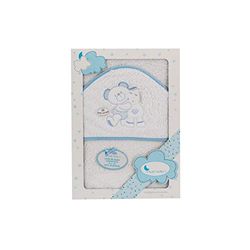 Interbaby 01223-11 dziecięcy ręcznik kąpielowy z kapturem OSO PONY, biały e niebieski, niebieski