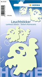 HERMA 15125 Stickers geest klein groot, 3 stuks, zelfklevend, lichtgevende spook, wandsticker, lichtgevende stickers van plastic voor kinderkamer, decoratie voor Halloween, kinderen, meisjes en