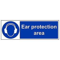 VSafety "Ear Protection Area" Sign, Landschap, (Pack van 3)