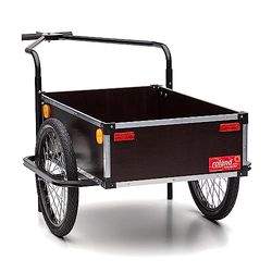 ROLAND Cykelvagn professionell, transportlåda, handvagn, för laster, med dubbeldragstång, koppling, trä, stål