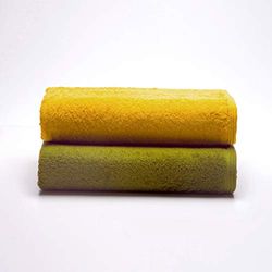 Sancarlos - Set van 2 Ocean Duo handdoeken, mosterd en groen, 100% katoen, 550 g/m²