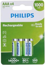 PHILIPS Batterie AAA - Batterie Ricaricabili HR03 - NiMH 1,2V - 500 Ricariche