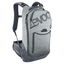 EVOC TRAIL PRO 10l rugzak voor trailrijden & racen, rugzak (lichtgewicht fietsrugzak, LITESHIELD PLUS rugbeschermer, compartiment voor 3l drinkblaas, maat: S/M), steengrijs/koolstofgrijs