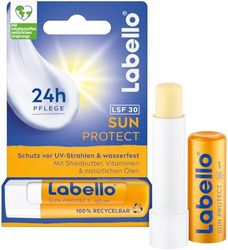 Labello Sun Protect SPF 30 - Tratamiento labial impermeable con protección solar, cuidado de labios sin aceites minerales con manteca de karité, vitaminas y aceites naturales (4,8 g)