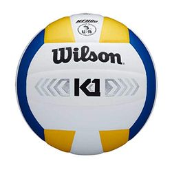 Wilson, Palla da pallavolo, K1 Gold, Blu/Bianco/Giallo, Pelle, Indoor, Dimensioni ufficiali, WTH1895B2XB