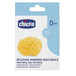 Chicco Esponja marinha natural bebés, macia e delicada esponja de banho para bebés, pele sensível, adequada desde o nascimento, presente para bebés acessório para o necessidades de bebé, amarelo
