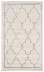 SAFAVIEH Tapis géométrique pour Salon, Salle à manger, Chambre à coucher - Amherst Collection, Tapis à poil court, Ivoire et gris clair, 76 X 122 cm