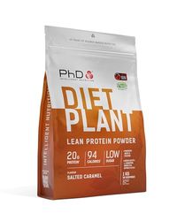 PhD Nutrition Diet Plant Poudre de protéines vegan 1kg Caramel salé, Poudre de protéine High Protein avec 20g de protéines par portion, Avec CLA et L-Carnitine