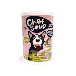 Chef Soup PF40203 Sopa Instántanea para Perros de Cerdo con Pedazos de Jamón, Espinaca y Zanahorias, 50 Gramos = Ración de 400 Gramos para Perros Desde 20kg, Lista en 1 Minuto