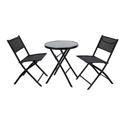 Stalwart DA-SC120 Folding Bisto Set Table 2 Chairs Black