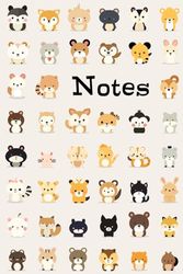 Notebook with cute animal theme - 120 pages, 6"x9" (approx. DIN A5), lined pages, kawaii, anime style: Notebook with cute animal motifs, diary with ... lined, notebook, anime motif, children gift