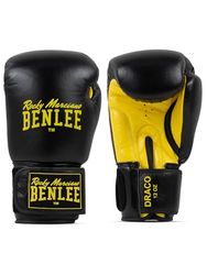 Benlee Rocky Marciano Unisex - Volwassenen Draco Leather Boxing Glove, Zwart/Geel, 16 oz