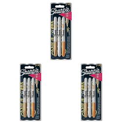 SHARPIE 1986006 Rotuladores permanentes, Punta fina, Colores metálicos surtidos, Paquete de 9