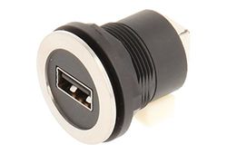 Schlegel 23.001.559 Prise USB en acier inoxydable avec avant, 1 x USB type A femelle et arrière, 1 x femelle USB type B, métallique
