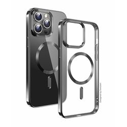 Swissten Clear Jelly Magstick Metallic compatibel met iPhone 15 Pro, zwart, transparant