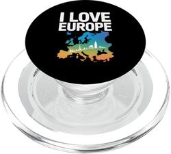Amo Europa Mapa Ciudades Horizonte Viajes PopSockets PopGrip para MagSafe