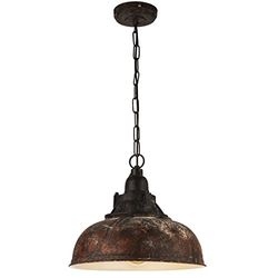 Eglo Candeeiro suspenso GRANTHAM 1, candeeiro de suspensão vintage com 1 lâmpada de estilo industrial, candeeiro suspenso retro de aço e plástico, cor castanho antigo, preto, casquilho E27